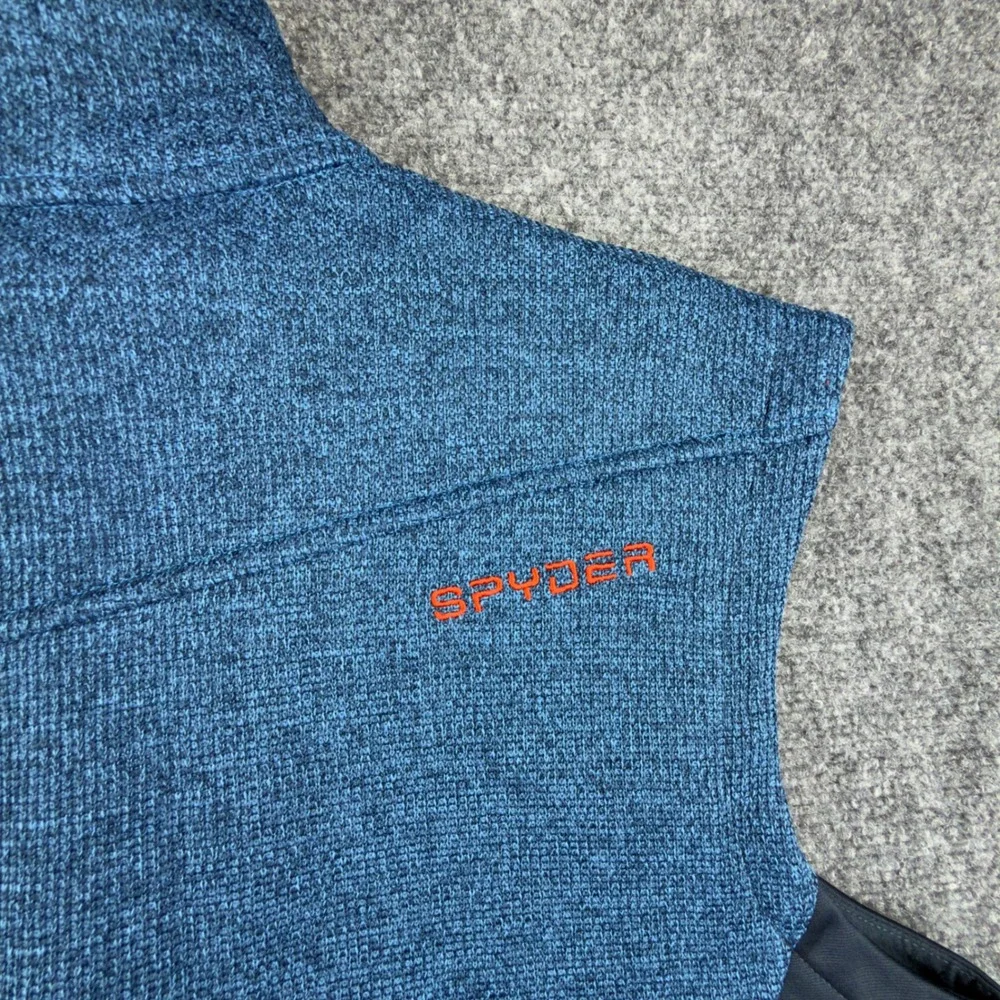 Spyder Mens Full Zip Sweater Knit Fleece Vest Blue Orange 787206 Size M